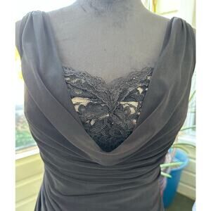 Marina Dress Size 8 Lace Bust Gathered Ruching Cocktail Sexy LBD Vintage USA